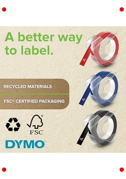 3D Plastik Kabartma Şerit 9mm x 3m - Siyah (3'lü) modelleri