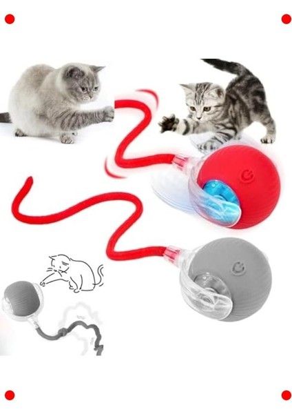 Otomatik Kedi Oyun Topu – Led'li, USB Şarjlı, 3 Modlu