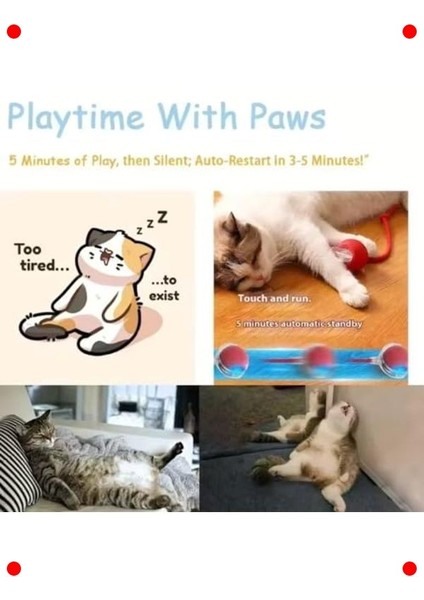 Otomatik Kedi Oyun Topu – Led'li, USB Şarjlı, 3 Modlu fiyatları
