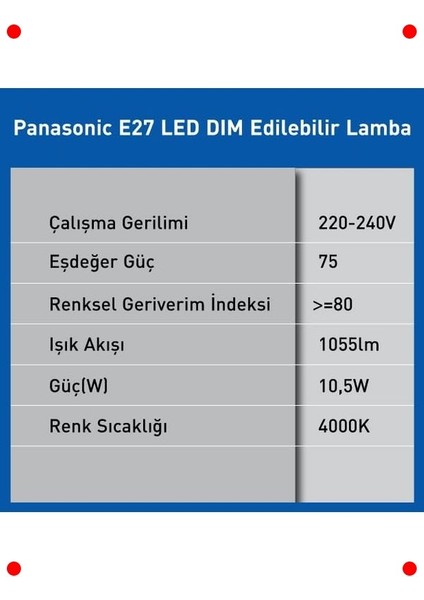 E27 Duy Kısıtlanabilir LED Ampul - 10.5W, 4000K modelleri