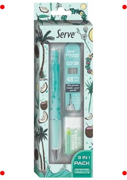 Nane Yeşili Doğa Desenli Kalem Seti 0.7mm