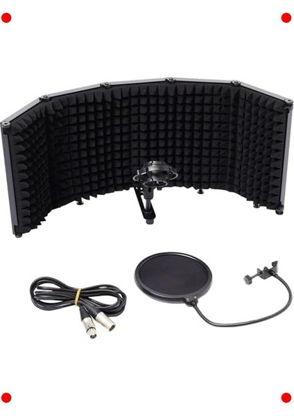 Ayaklı Mikrofon Ses Yalıtım Paneli - 5 Bölmeli