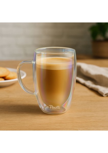 Colors Çift Cidarlı Lüsterli Latte Kupa - Şeffaf - 450 ml