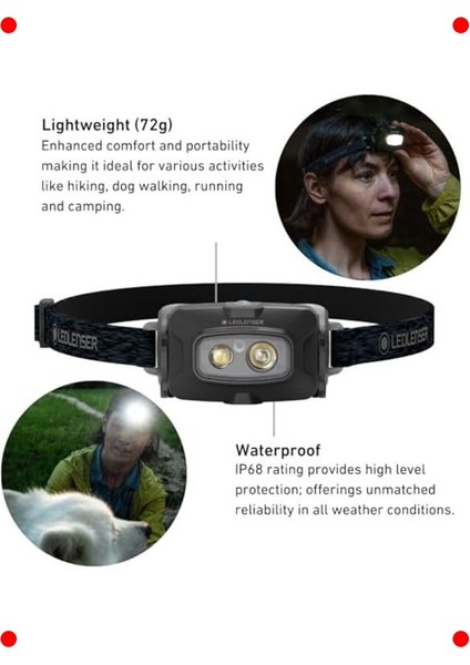 Şarj Edilebilir Kafa Feneri - Siyah modelleri