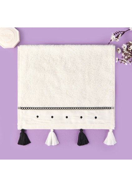 Soft Piene El Havlusu - Ekru / Siyah - 30X50 cm