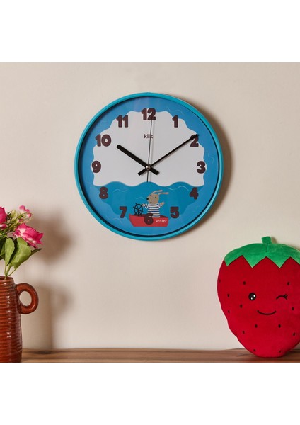 Slim Deniz Çocuk Odası Duvar Saati - Mavi - 30 cm