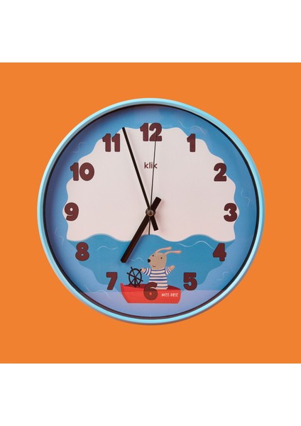 Slim Deniz Çocuk Odası Duvar Saati - Mavi - 30 cm fiyatları