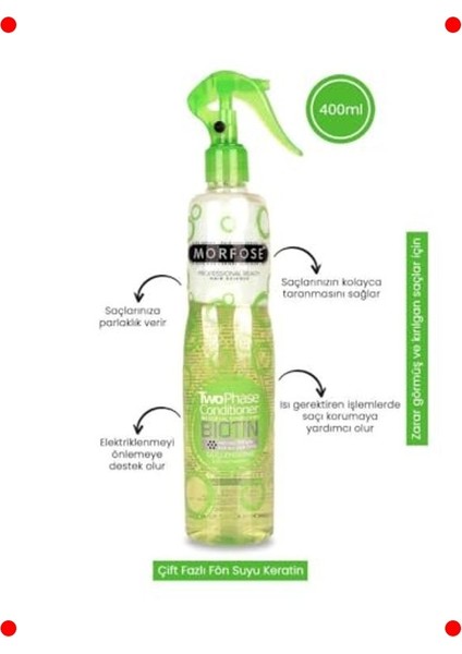 Biotin Katkılı Yeşil Fön Suyu 400 ml fiyatları