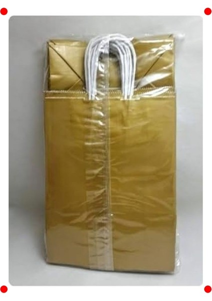 5 Adet Altın Sarısı Kağıt Çanta - Hediye & Mağaza