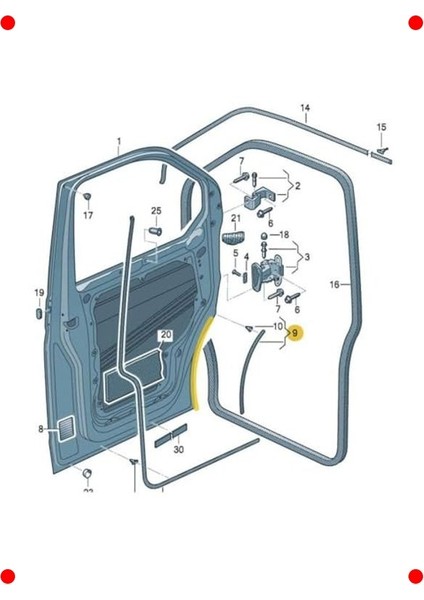 Ön Sol Çamurluk Kapı Fitili - Caravelle T5 (2004-2010) modelleri