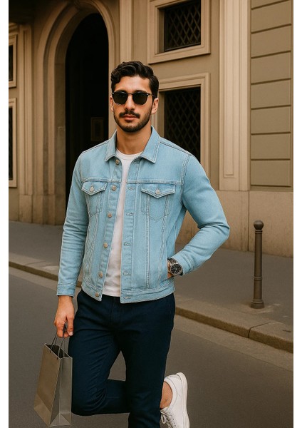 Erkek Günlük Mevsimlik Slim Fit Trend B.mavi Kot Ceket modelleri