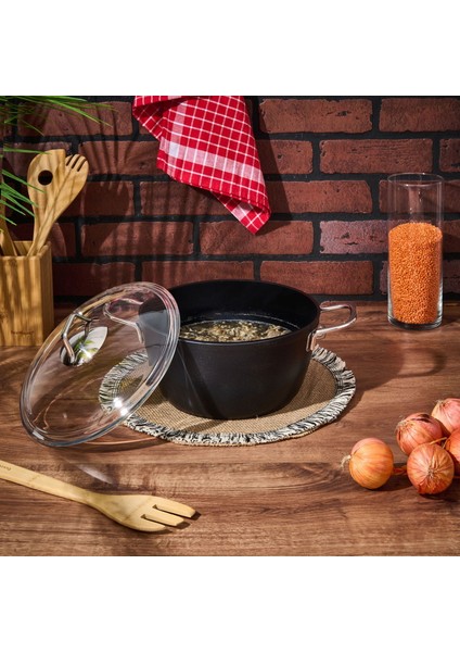 Dark Derin Tencere - Siyah / Şeffaf - 24 cm