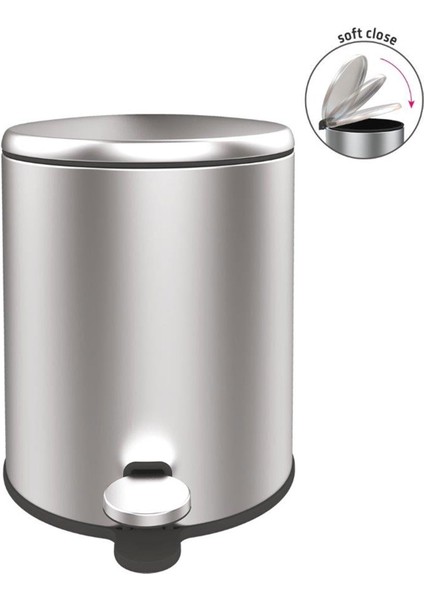 Cigo Paslanmaz Çelik Pedallı Banyo Çöp Kovası - Gri - 6 Lt