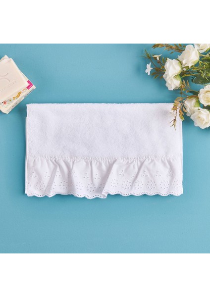 Soft Fırfırlı El Havlusu - Beyaz - 30X50 cm