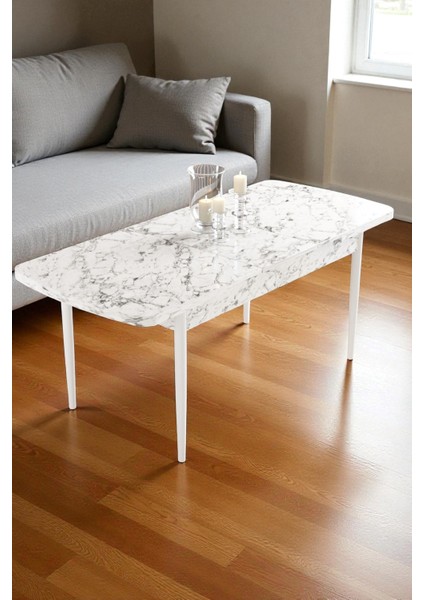 Mura Beyaz Mermer 80X132 Açılabilir Mdf Masa Yemek Odası Takımı, Mutfak Takımı 4 Adet Sandalye fırsatları