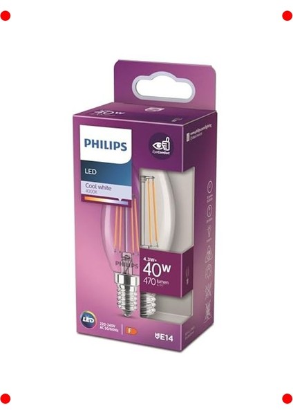 E14 Mum Tipi Beyaz Işık Filament LED Ampul