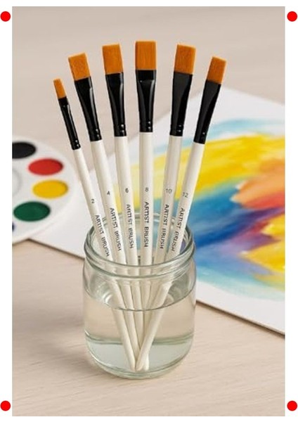 Düz Uçlu Resim Fırça Seti, 6 Parça, Çok Amaçlı fiyatları