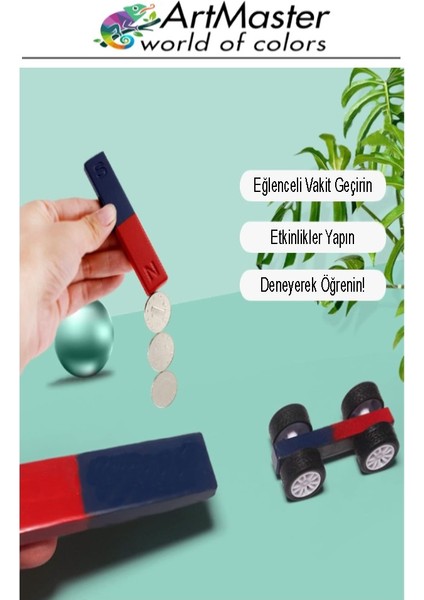 Çubuk Mıknatıs 6 Adet Deney Malzemesi Kırmızı Mavi Boyalı Okul Projeleri Için I Şekilli Manyetik Çubuk Mıknatıs modelleri