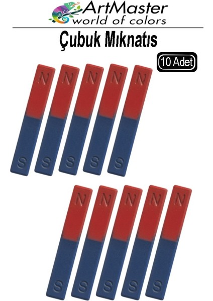 Çubuk Mıknatıs 10 Adet Deney Malzemesi Kırmızı Mavi Boyalı Okul Projeleri Için I Şekilli Manyetik Çubuk Mıknatıs