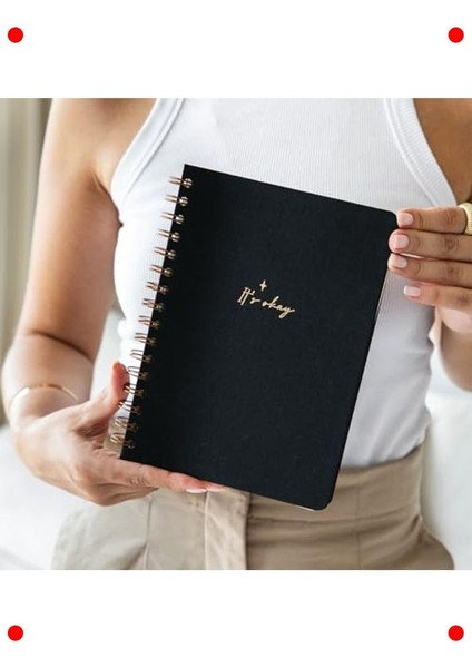 A5 Sert Kapak Keten Defter - Spiralli, Çizgisiz Siyah