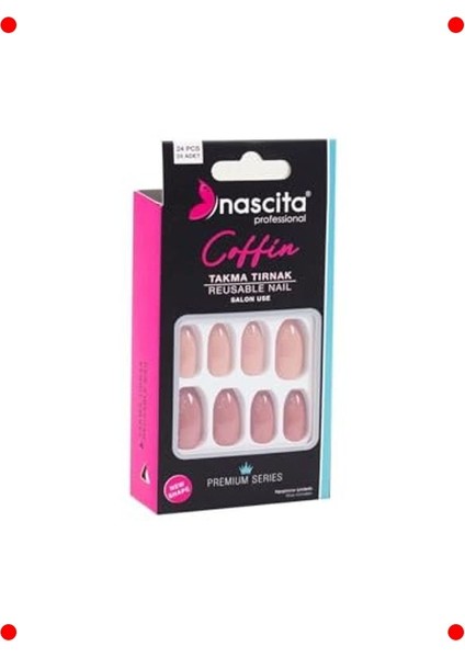 24'lü Renkli Coffin Takma Tırnak Seti