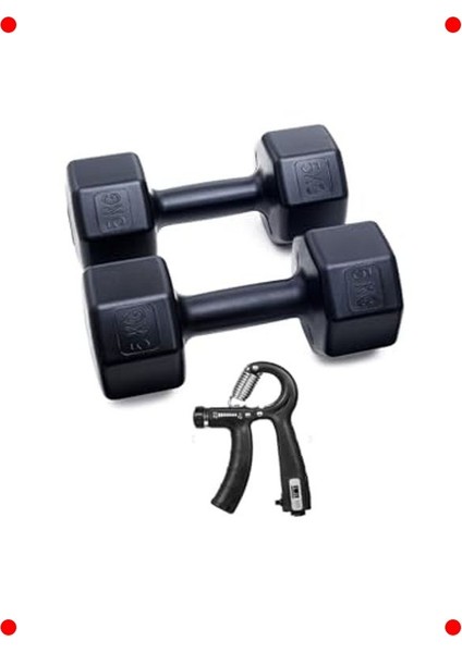 10 kg Dambıl Seti (2X5KG) & Ayarlanabilir El Yayı Siyah