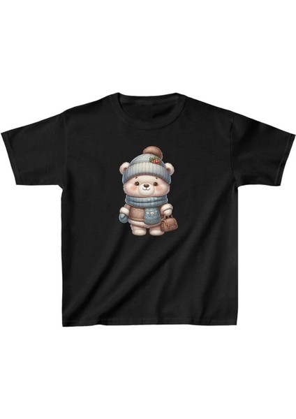 Unisex Çocuk Baskılı T-Shirt - Siyah