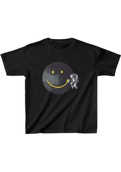 Unisex Çocuk Baskılı T-Shirt - Siyah