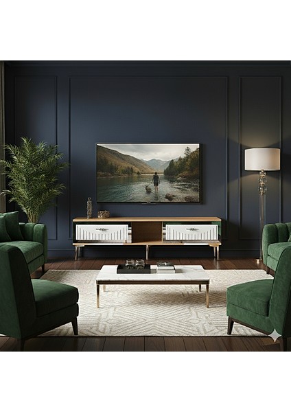 TSA1503DBS - Tuna Tv Stand 150CM Safirmeşe-Beyaz-Gümüş fırsatları