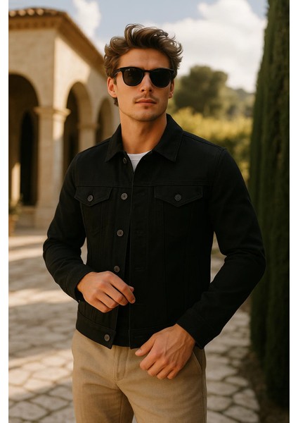Erkek Trend Cepli Slim Fit Klasik Siyah Kot Ceket fiyatları