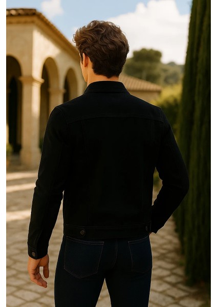 Erkek Trend Cepli Slim Fit Klasik Siyah Kot Ceket indirimleri