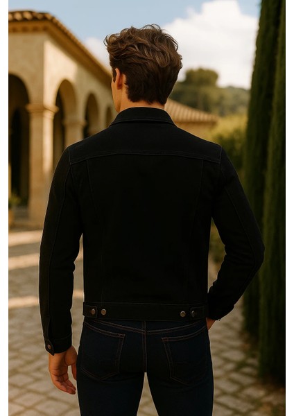 Erkek Trend Cepli Slim Fit Klasik Siyah Kot Ceket