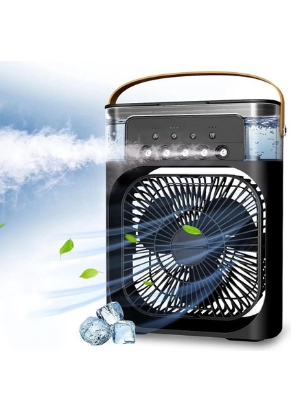 Taşınabilir Işıklı 5 Spreyli Vantilatör Buzlu Buharlı Vantilatör Mini Fan Nemlendirici ( Lisinya )