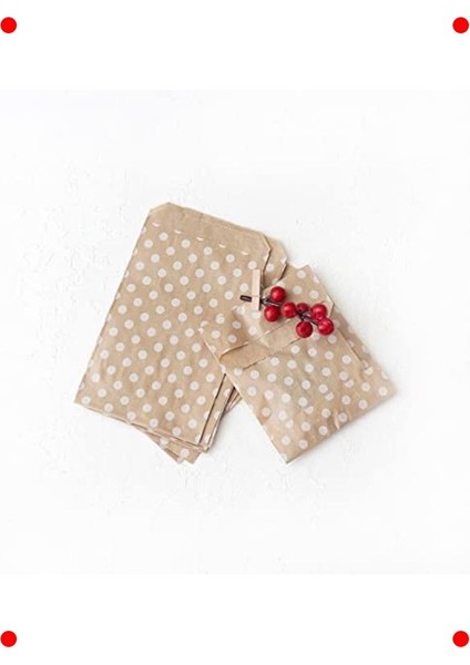 Puantiyeli Kraft Hediye Keseleri - 11X20 cm (100 Adet)