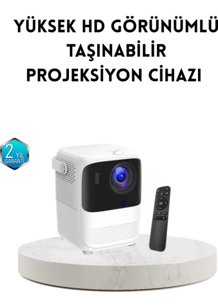 Nrzsnt Taşınabilir Akıllı 1080P Projektör – 64GB Hafıza, 2gb Ram, Full Hd Görüntü, Kumandalı