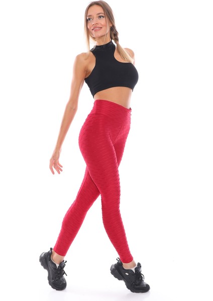 Kabartmalı Kumaş Ekstra Yüksek Bel Günlük Tayt