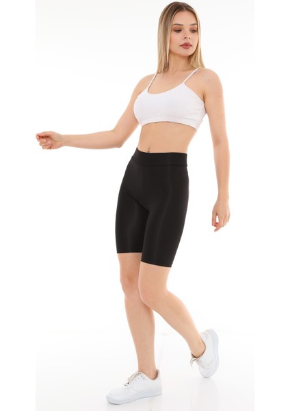 Siyah Kısa Biker Spor Şort Tayt Diz Üstü modelleri