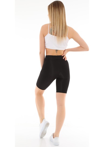 Siyah Kısa Biker Spor Şort Tayt Diz Üstü fırsatları