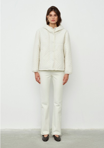 Kapüşonlu Kapitone Ekru Ceket 1110460-71609