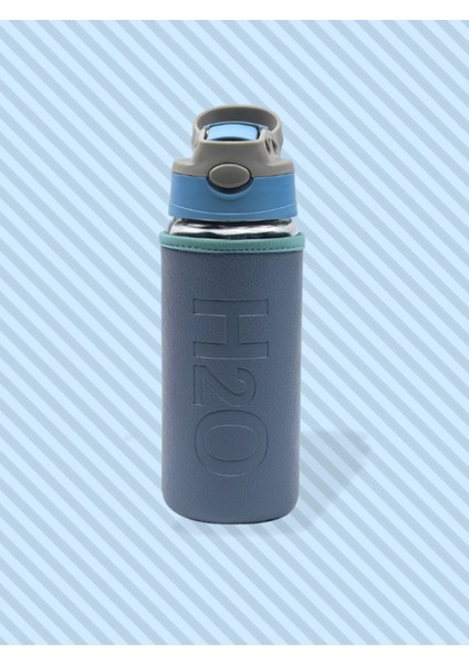 H2O Deri Kılıflı Pipetli Cam Matara 500 ml