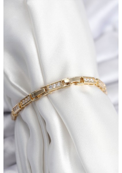 Pirinç Vıp Seri Gold Renk Parçalı Model Kadın Bileklik - Lisinya fiyatları