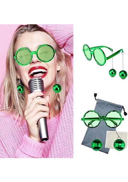 Disko Toplu Küpeli Parti Gözlüğü Yeşil Renk - Lisinya fırsatları