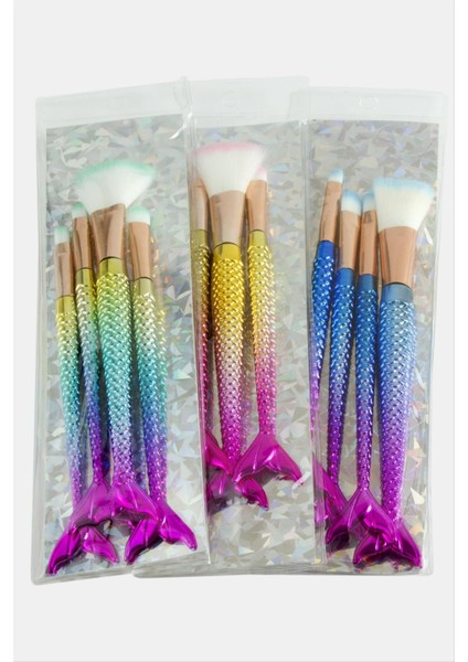 Techmrt 4 Adet Balık Makyaj Fırça Seti-Renkli