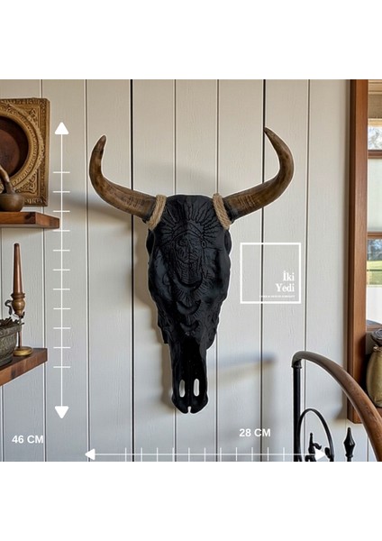 Montana Siyah Boğa Kafası Duvar Dekoru Kızılderili Işleme Heykel Dekoratif Amerikan Stil Duvar Süs