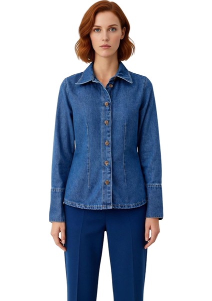 Kadın Denim Gömlek Modern Manşet Tasarımı Ile Şık ve Konforlu Bir Seçenek Fonksiyonel Spor