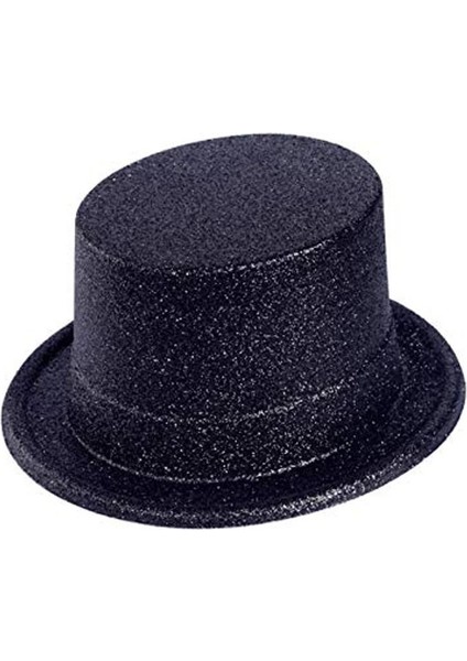 Siyah Renk Uzun Plastik Simli Parti Şapkası