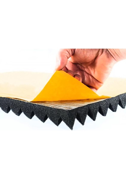 Ses Yalıtımı Akustik Piramit Süngeri Kendinden Yapışkanlı 40MM 50X50 Ses Yalıtımı