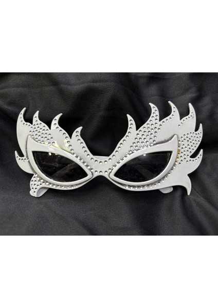 Taşlı Göz Kamaştıran Gecenin Yıldızı Beyaz Parti Alev Gözlük