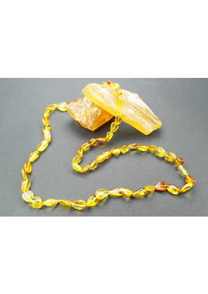 Doğanın Armağanı Doğal Kesim Damla Kehribar Yetişkin Kolye