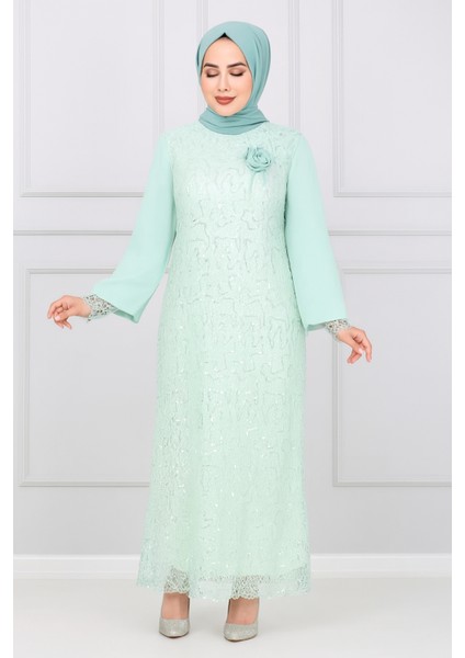 Maya Bella Şifon Pul Payetli Tesettür Abiye